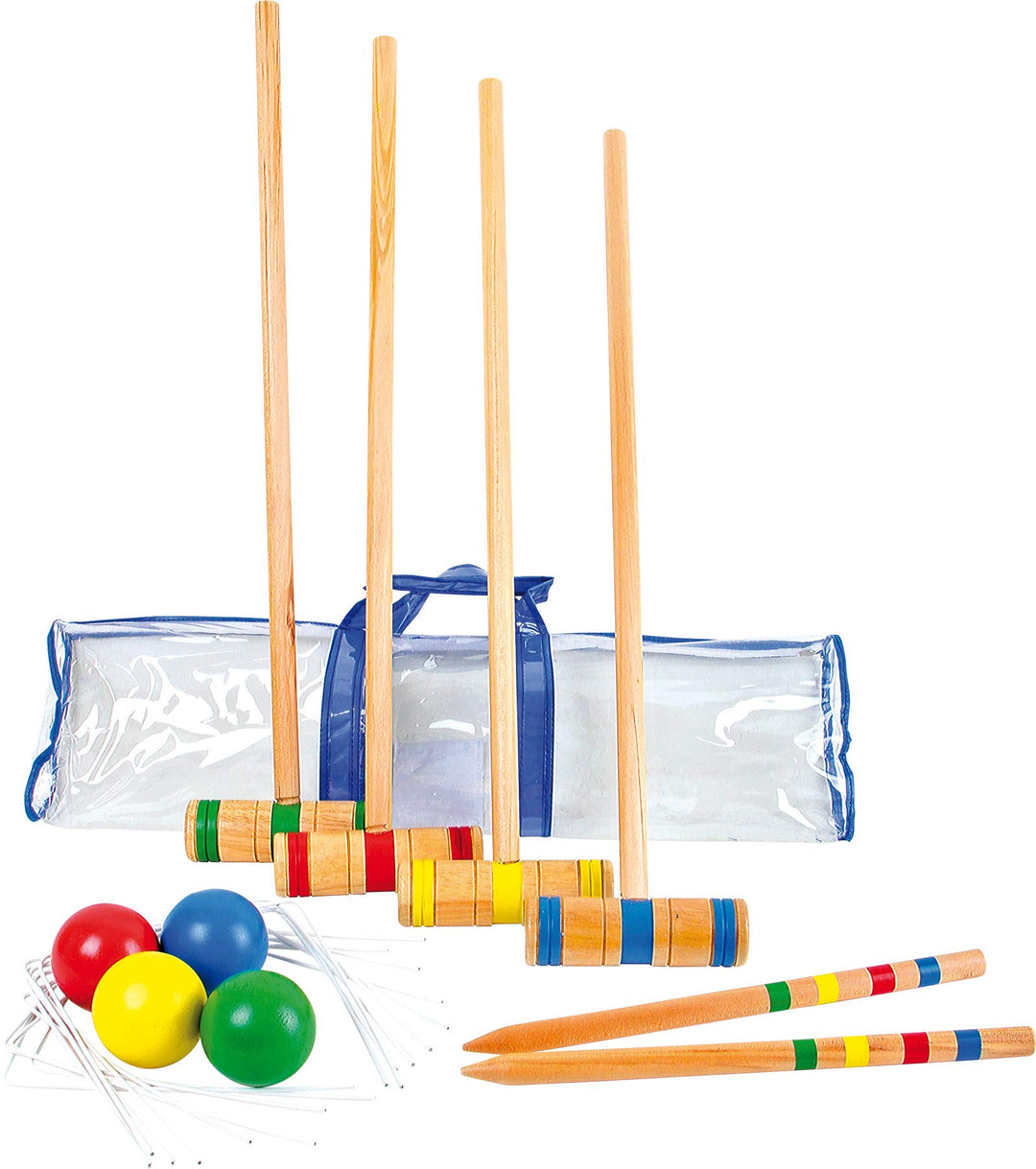 small foot 1050 Krocket-Set / Crocket Set aus Holz, Outdoorspielzeug inkl. Zubehör, 19-teilig, ab 5