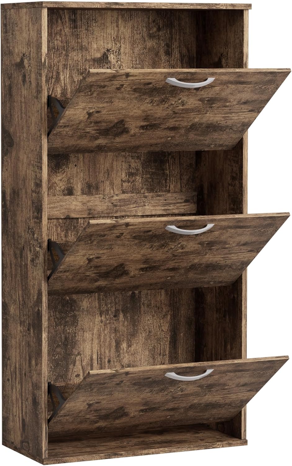 Garvis Schuhschrank 3 Klappen (Einzelreihe) – EXTREM SCHMAL (22 cm Tiefe) – 60x105 cm – MDF Rustikal
