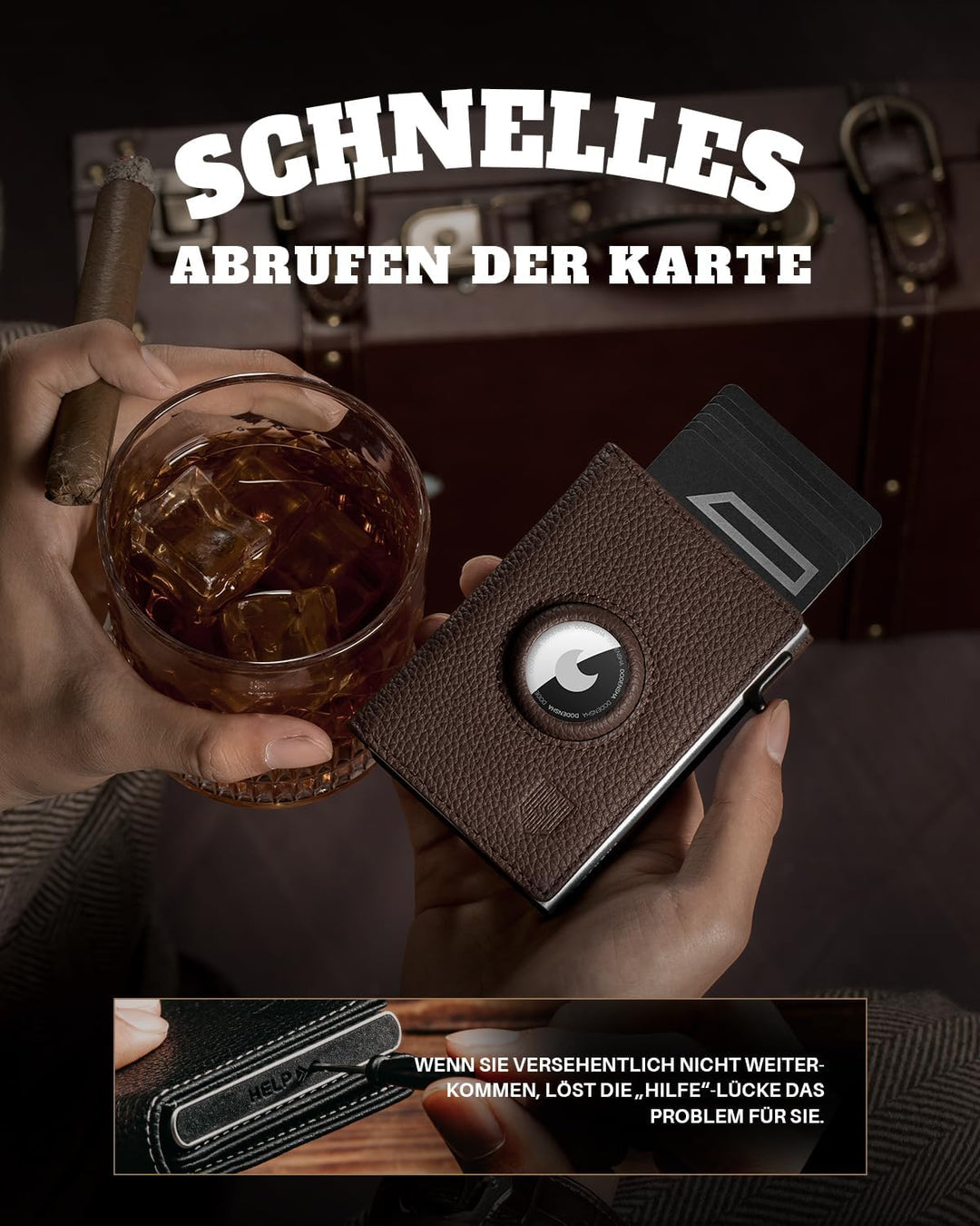 DODENSHA® MagSnap Pebble Airtag Wallet Herren I Kartenetui Herren I Smart Wallet für 10+ Karten I Wa