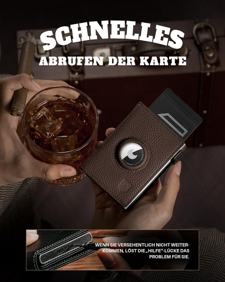 DODENSHA® MagSnap Pebble Airtag Wallet Herren I Kartenetui Herren I Smart Wallet für 10+ Karten I Wa