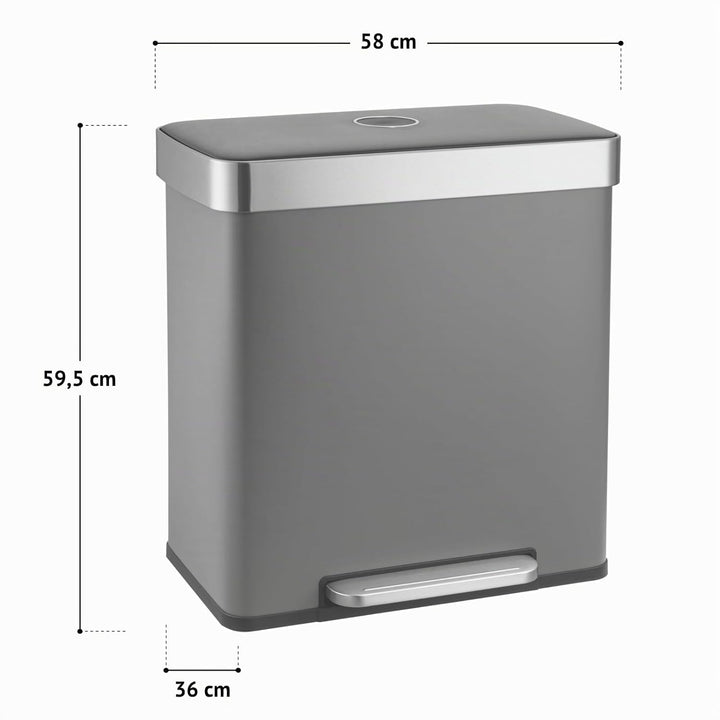 SVITA LT2X30 Mülleimer 60l Treteimer Tretmülleimer Abfalleimer 2 Fächer freistehend mit Deckel inkl.
