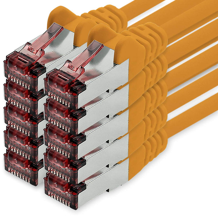 Netzwerkkabel Cat.6 10m orange - 10 x Ethernetkabel Lankabel Cat6 Lan Netzwerk Kabel Sftp Pimf Patch
