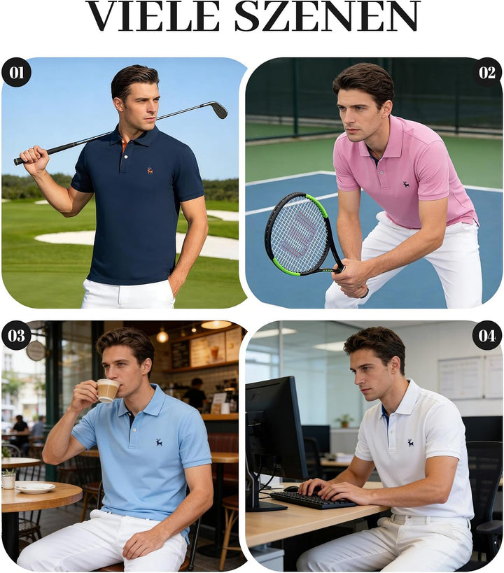 JACKETOWN Polo Shirts Herren Kurzarm Tshirt Schnelltrocknend Casual Shirt Outdoor Atmungsaktives Pol