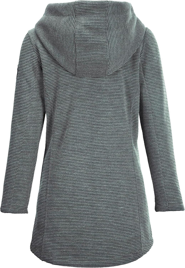 G.I.G.A. DX Damen Lässiger Strickfleeceparka/Fleecejacke mit Kapuze, Dunkelgrün