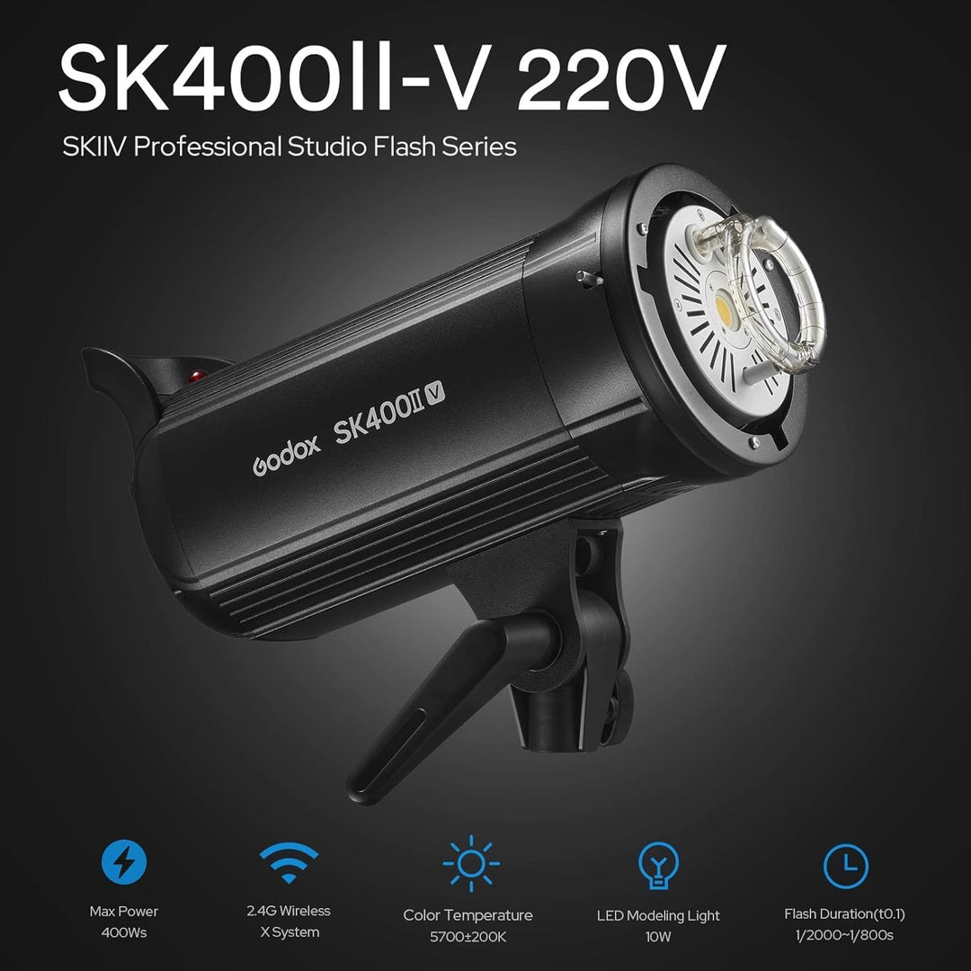 Godox SK400II-V SK400IIV 400W Studio Strobe, 2.4G X-System, 0.1-1.5S Recycle Time, GN65 5700K Monoli