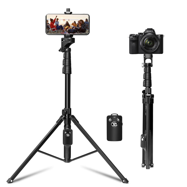 AFAITH 59.4inch/150cm Handy Stativ mit Fernauslöser und Handyhalterung,Erweiterbarer Stativ für Smar