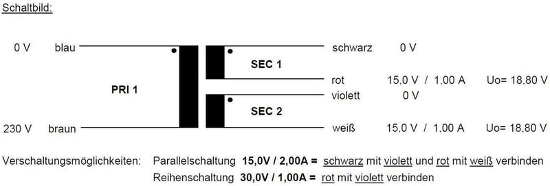 Sedlbauer Ringkerntrafo Transformator 30VA 2x15V für Audio, Industrie, Halogen und Schienensysteme -