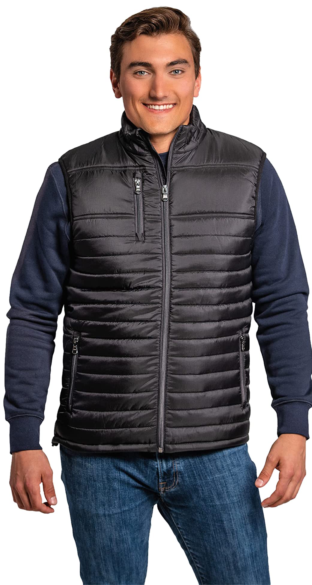 HRM Herren Hooded Performance Body Warmer I Fair Trade Outdoor Weste, 100 g/m² I Aus 100% leichtem &