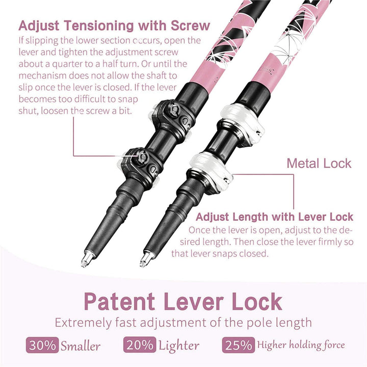FitTrek Wanderstöcke Kork - Trekkingstöcke - Walking Stöcke Teleskop Verstellbar Leicht für Damen, H