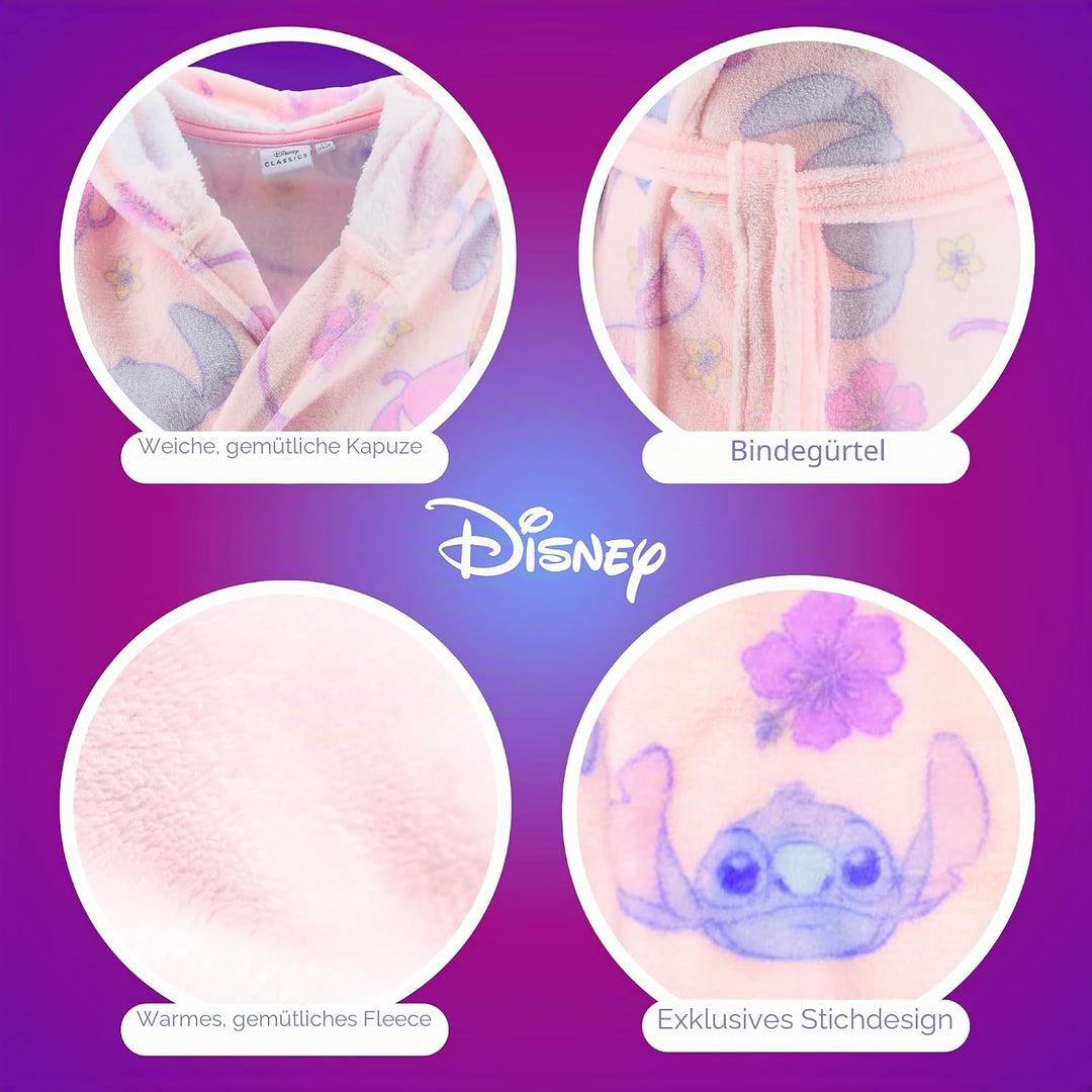 Disney Stitch Bademantel für Mädchen, Warmer und Weicher Fleece Morgenmantel Geschenk für Mädchen, G