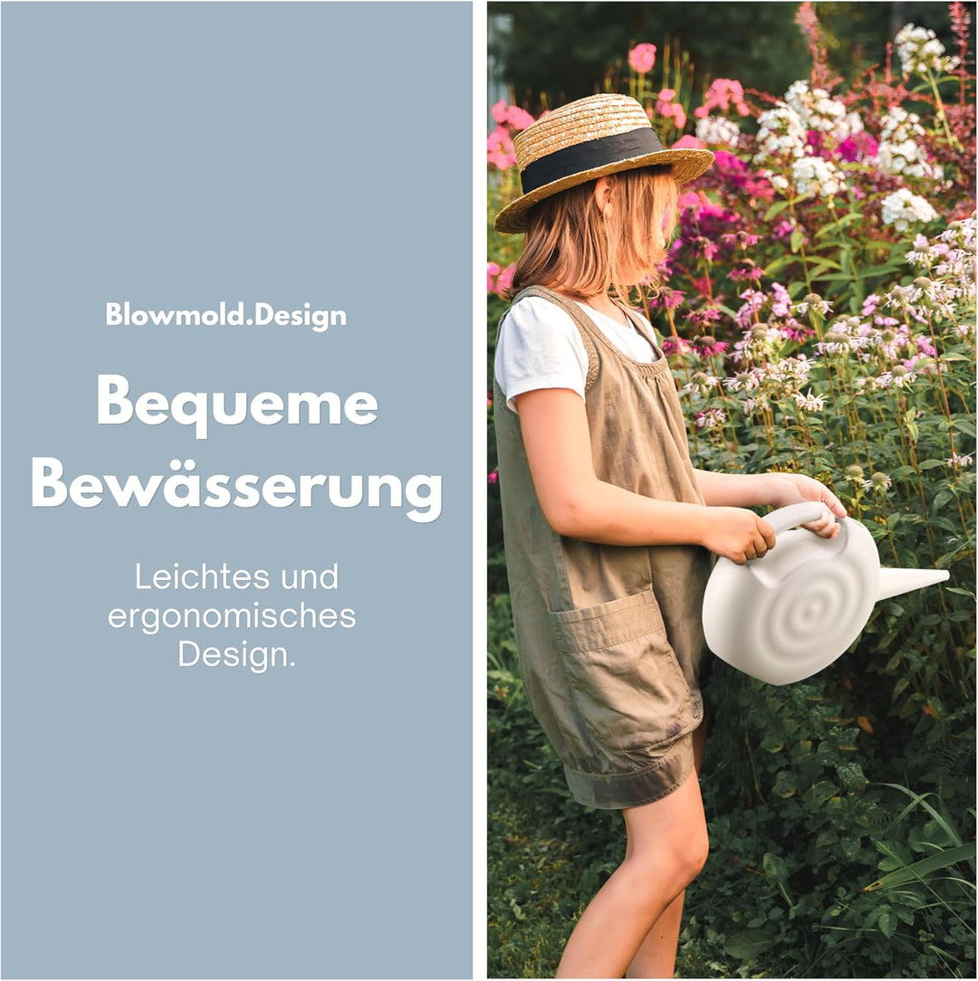 Blowmold.Design Giesskanne in Weiss – 2 Liter Giesskanne Robust für Innen und Aussen - Perfekt für Z