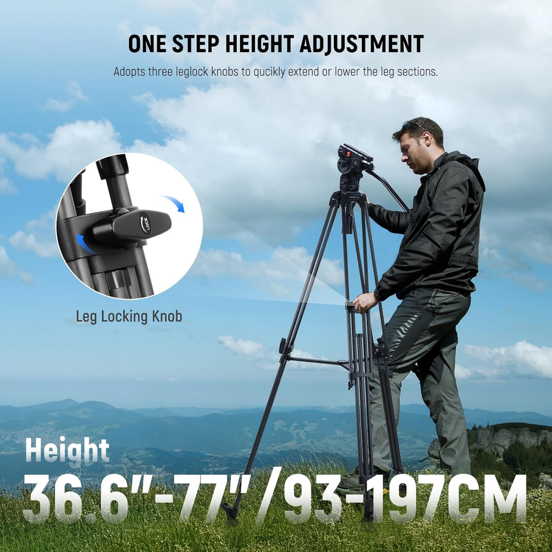 NEEWER LL34 78" Kamera Videostativ One Step Schnellspanner mit Dämpfungsflüssigkeitskopf robustes Ko