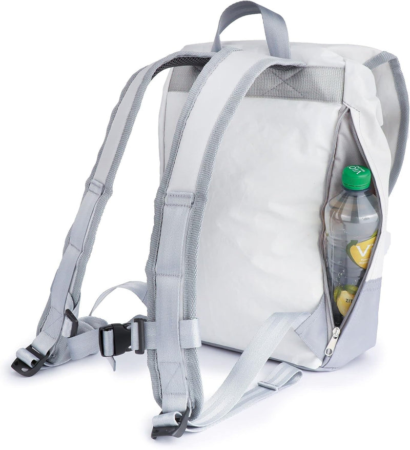 360° Rucksack Landgang Mini aus Segeltuch, Segel weiss, Zahl grau,Gurt hellgrau 2336