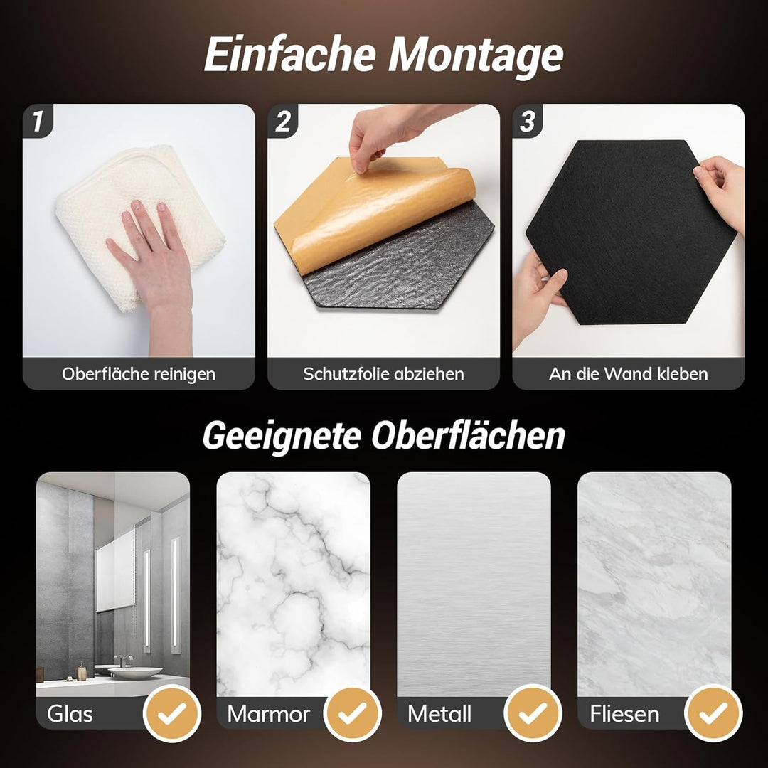 TONOR Schallschutzplatten, Wandpaneele für Akustische Behandlung und Wanddekoration, 6 St.Grau + 6 S
