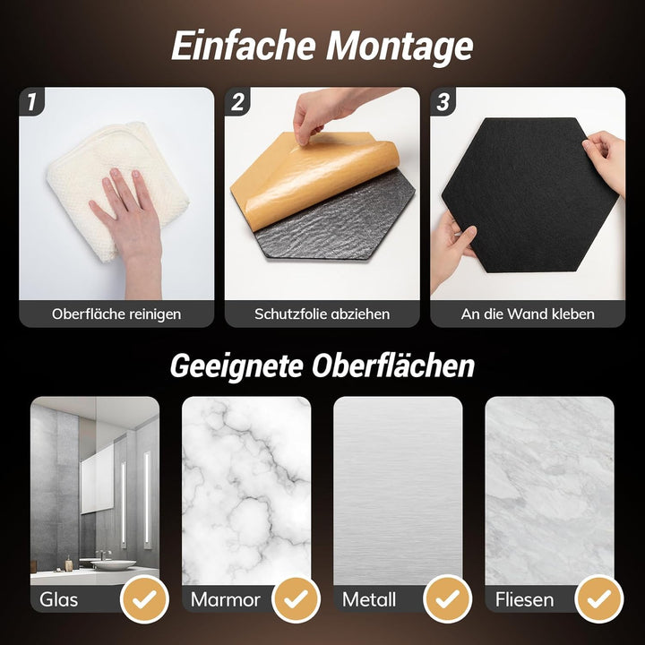 TONOR Schallschutzplatten, Wandpaneele für Akustische Behandlung und Wanddekoration, 6 St.Grau + 6 S