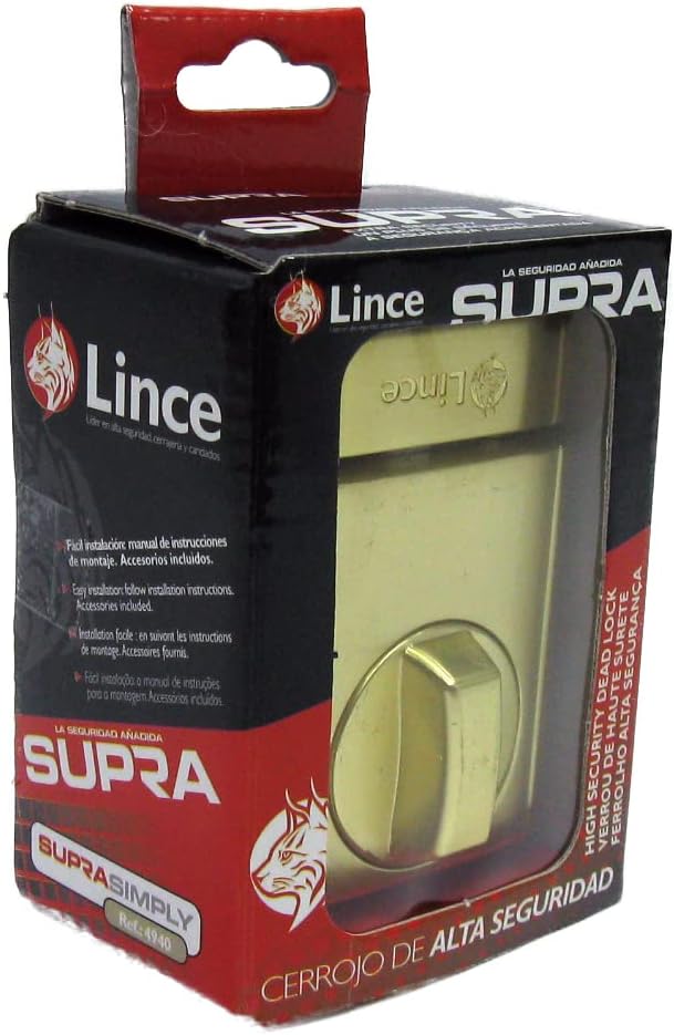 Lince 4940-Hl Supra Simple Schloss, Messingbeschichtung