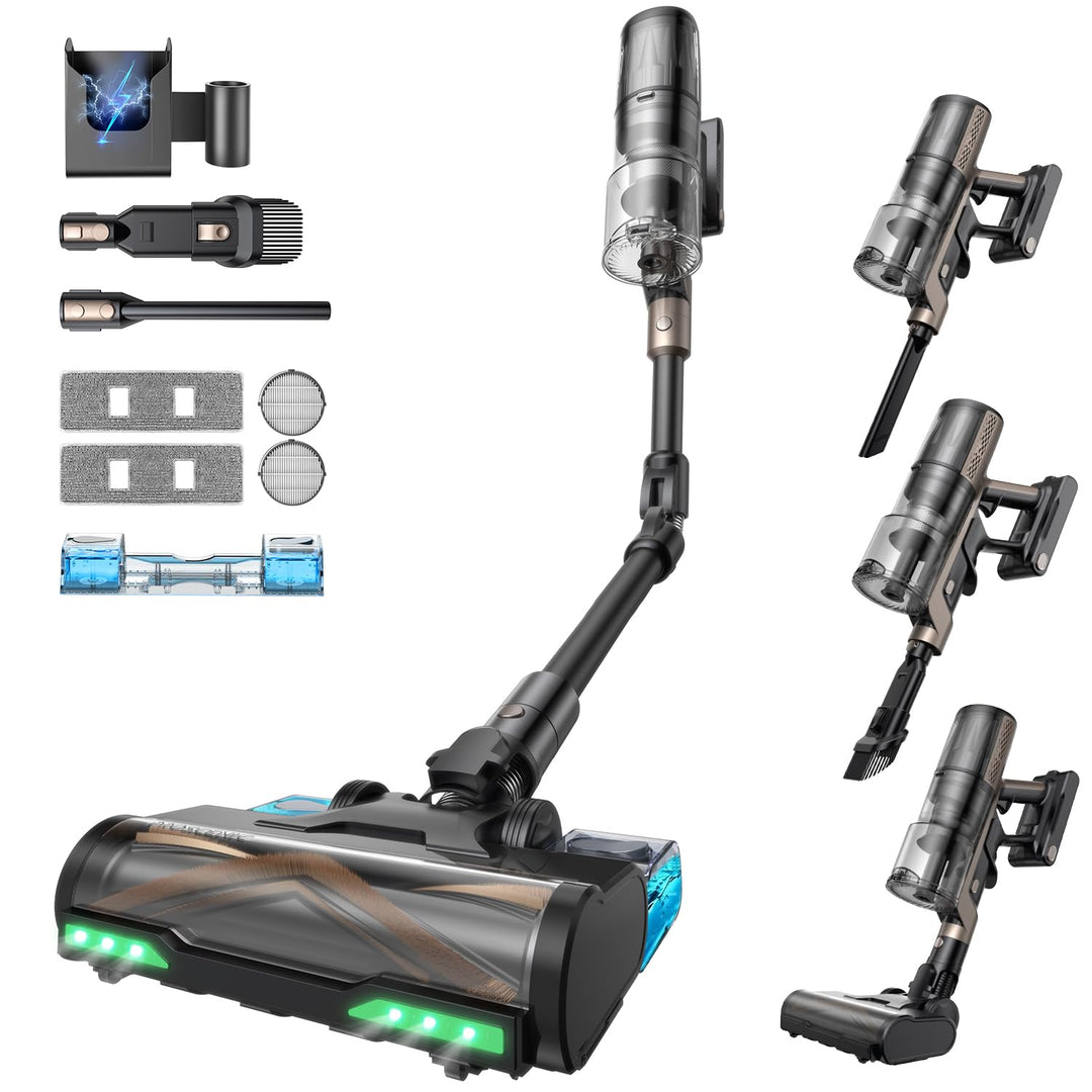 Proscenic P20 Staubsauger mit Wischfunktion, 70KPa 70 Mins 680W Akku Staubsauger Kabellos mit Selbst