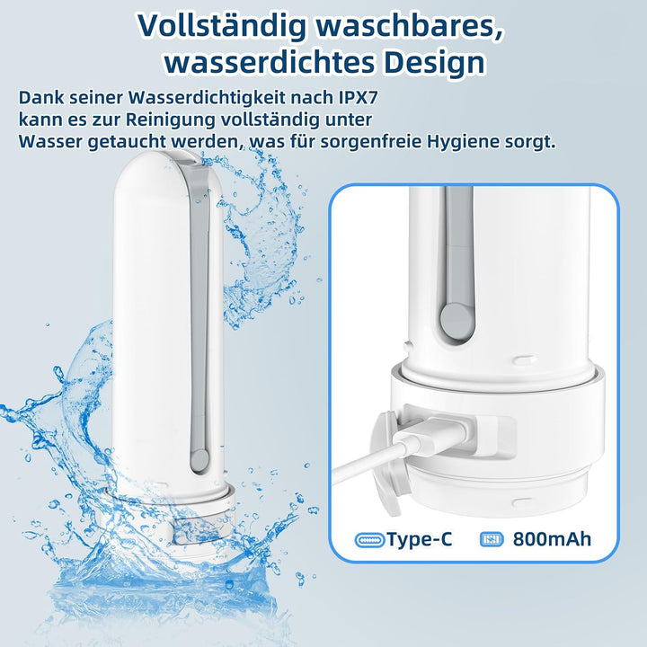 Tragbares Reise-Bidet 400ml – IPX7 wasserdicht, 3 Druckstufen, elektrischer Dauerstrahl – für Campin