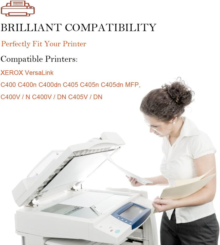 2 Packungen Kompatibler Tonerkartusche für Xerox VersaLink C400 C400V C400N C400DN C405 C405V C405N
