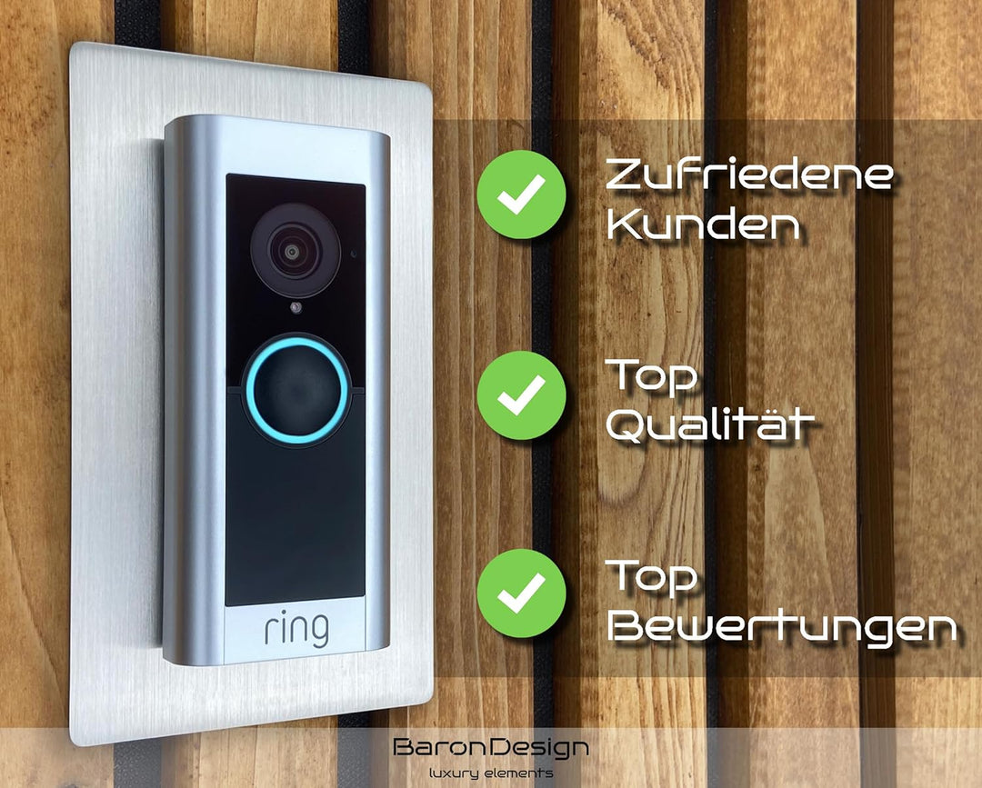 Ring Video Doorbell Pro 1/2 Blende, Wandplatte, Halterung, Edelstahl, Schild, Rahmen, Hochwertiges D