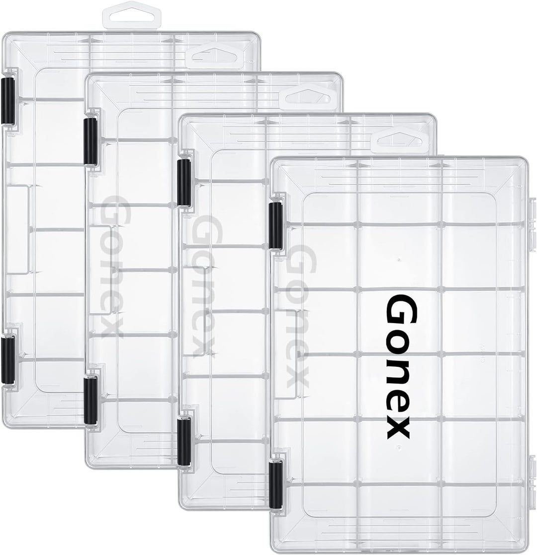 Gonex Köderboxen Angeln, Tackle Boxes 3/4 Stück, Transparente Kunststoff Angelbox mit Verstellbaren