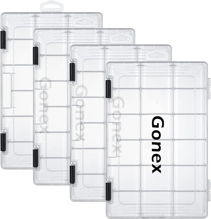 Gonex Köderboxen Angeln, Tackle Boxes 3/4 Stück, Transparente Kunststoff Angelbox mit Verstellbaren
