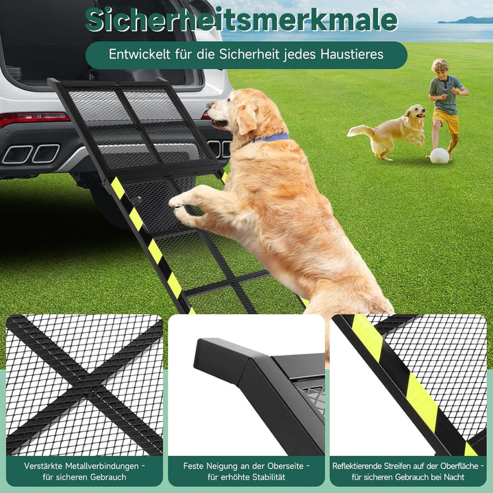 Viugreum 189x50cm Hunderampe Auto Klappbar, Rampe Hund für SUVs und LKWs, hunderampen Tragkraft über
