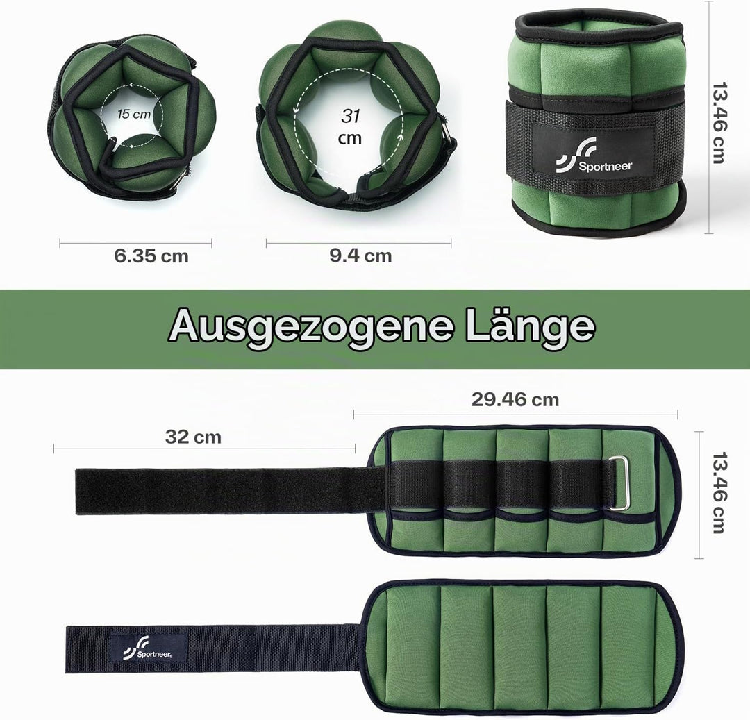 Sportneer Gewichtsmanschetten, Verstellbares Fussgelenkgewichte Set, Fuss-/Handgelenkgewicht Mansche