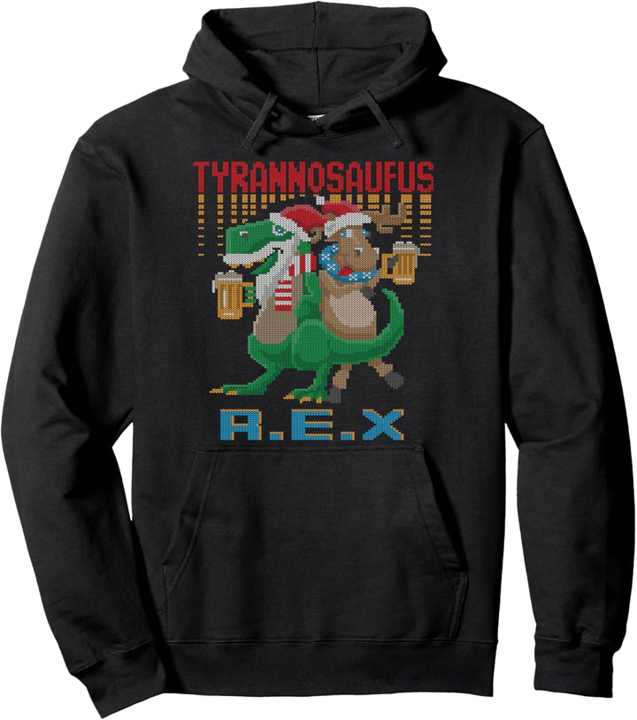 Tyrannosaufus T-Rex Bier Dynosaurier Ugly Christmas Sweater Pullover Hoodie