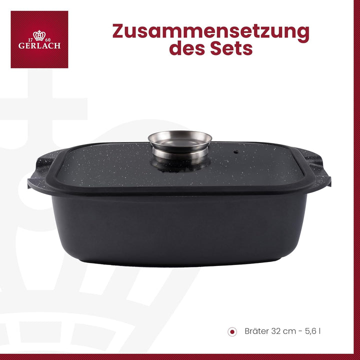 Gerlach Granitex Bräter Mit Deckel Für Induktion Backofen Topf Schmortopf Bratentopf Backofengeeigne