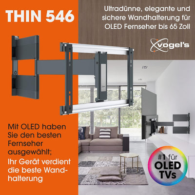 Vogel's THIN 546 Ultradünne schwenkbare OLED TV-Wandhalterung für 40-65 Zoll (102-165 cm) Fernseher,