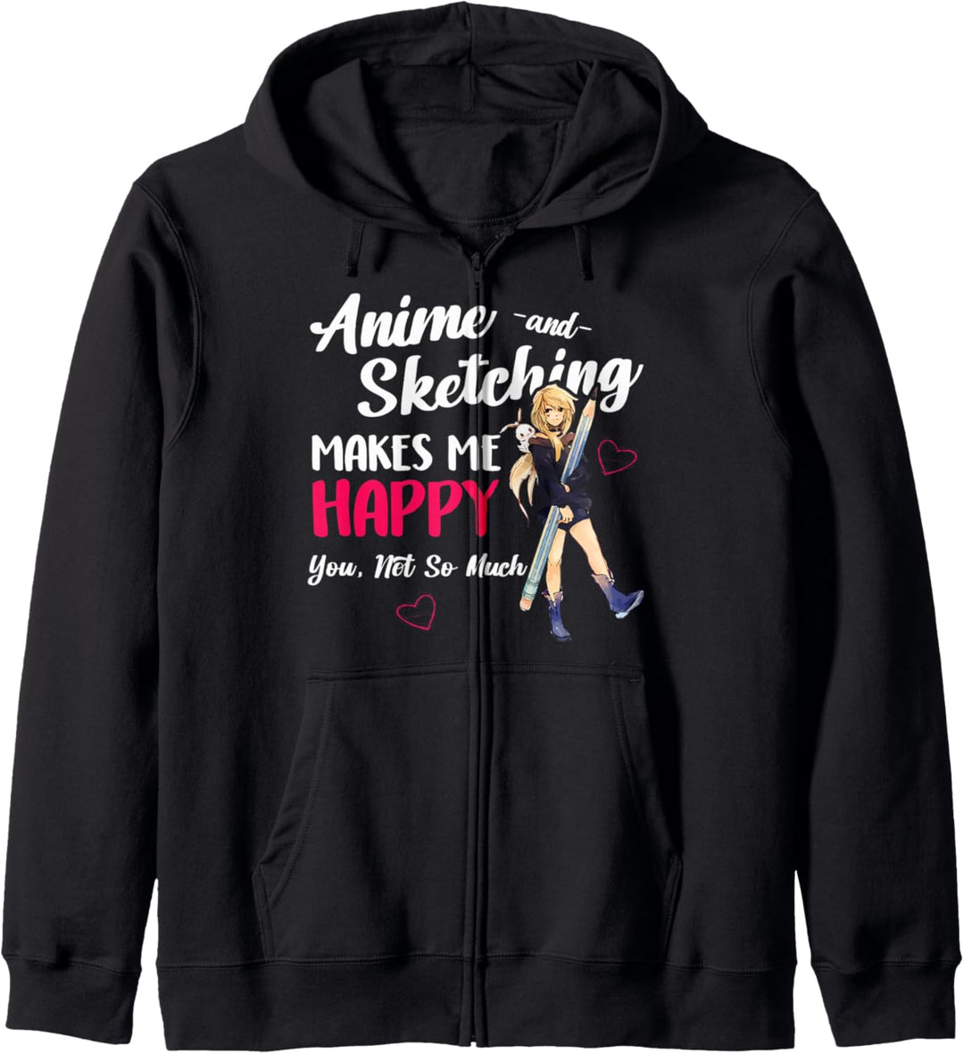 Anime und Skizzieren macht mich glücklich Anime Otaku Girl Kapuzenjacke