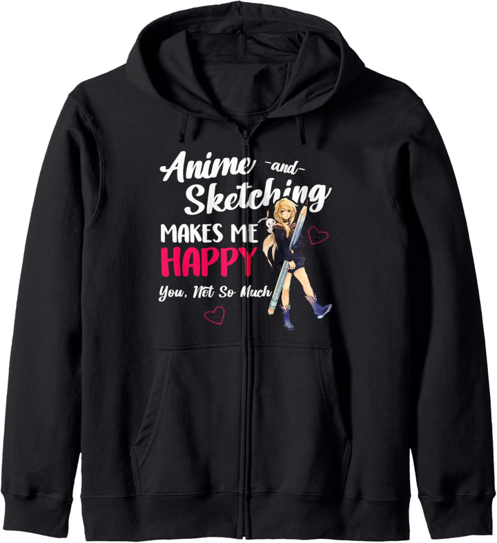 Anime und Skizzieren macht mich glücklich Anime Otaku Girl Kapuzenjacke