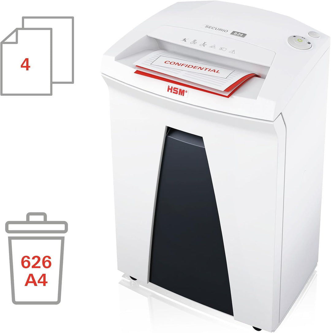 HSM SECURIO B24 Aktenvernichter I Partikelschnitt 1x5 mm I Sicherheitsstufe P-7 I Office Schredder f