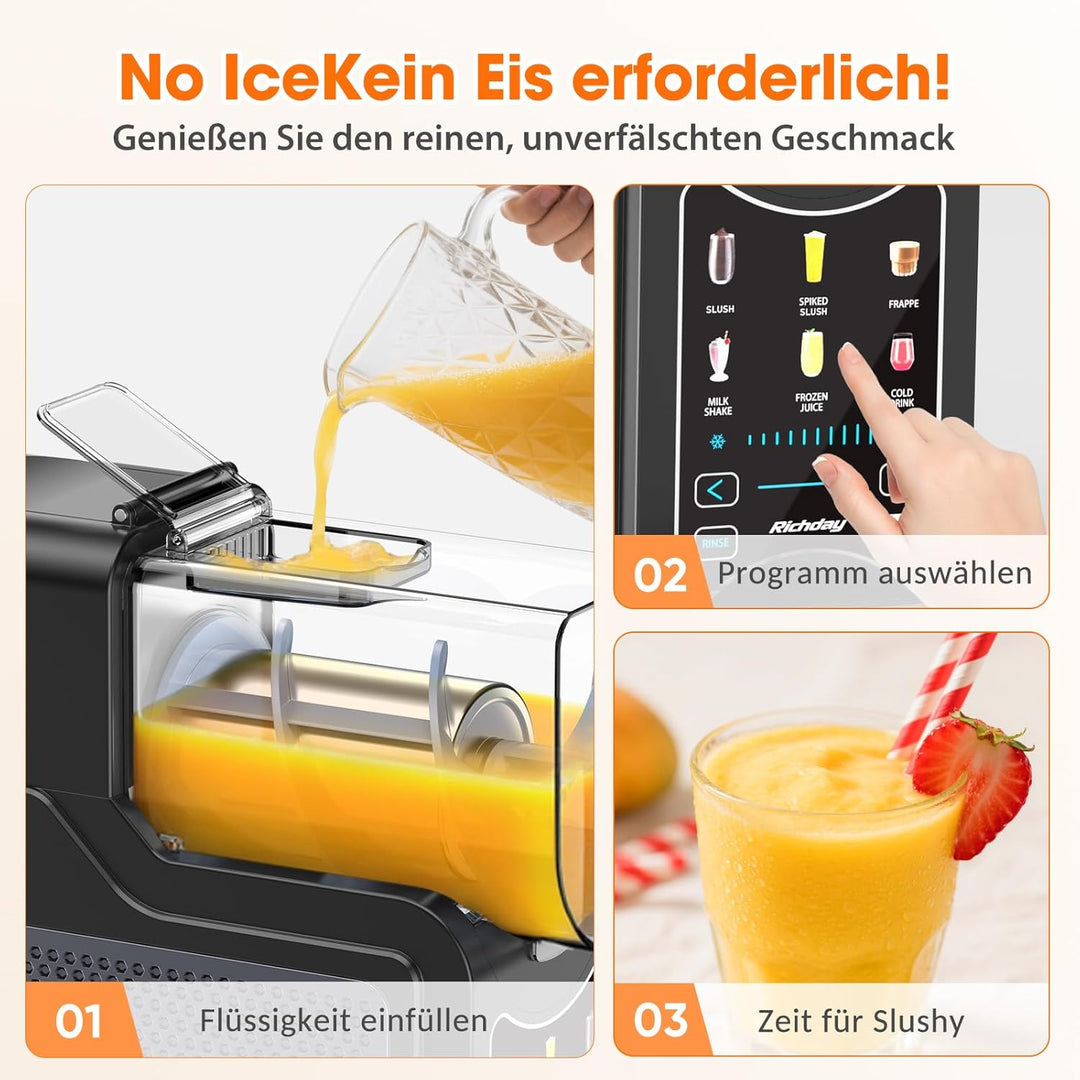 Richday Slush Eis Maschine, 2L Kapazität, LED Display, WhisperChill Technologie, 6 Programme, für Mi