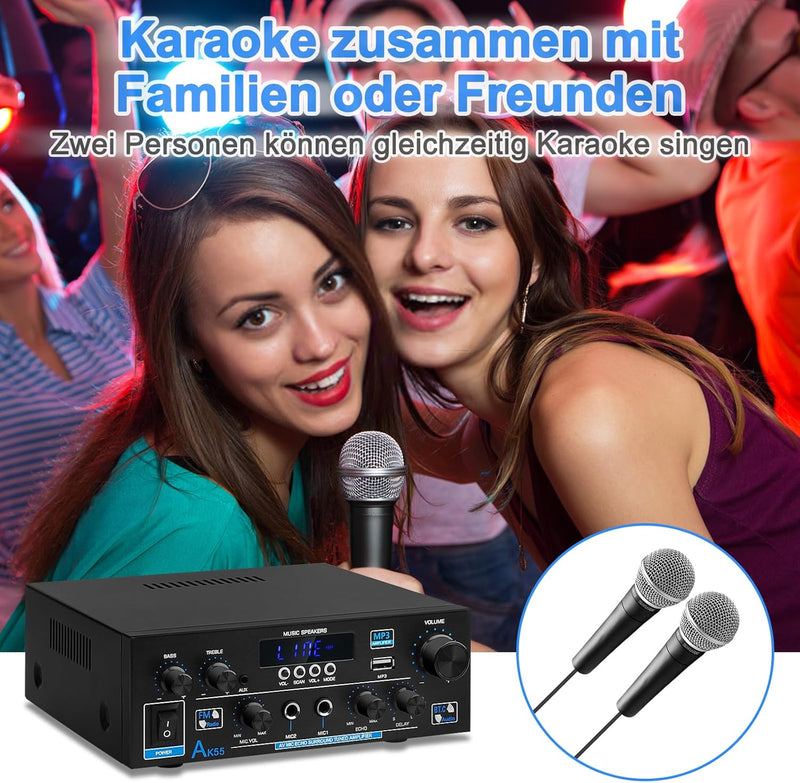 HiFi-Verstärker AK55 Bluetooth Stereo-Audioverstärker Receiver 2 Kanäle 70WX2 Max. 600W Digitale End