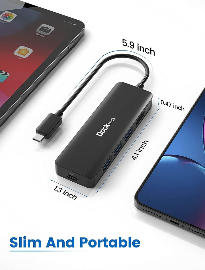 USB C Hub für MacBook Air M2, Dockteck 5 in 1 Dock USB C HDMI Adapter 4k 60hz, 3 USB-3.0, 100W PD fü