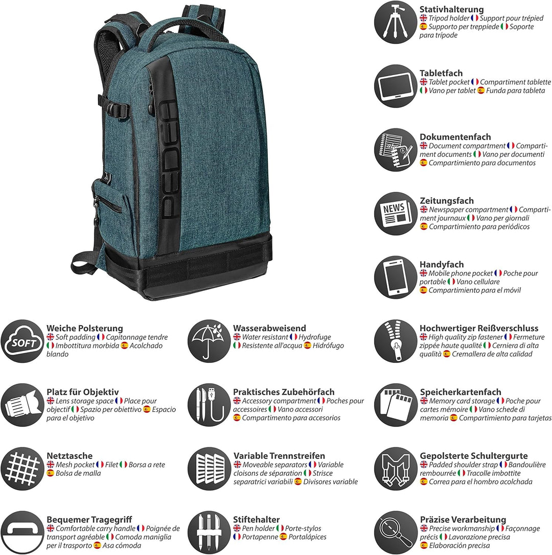 PEDEA SLR-Kamerarucksack Fotorucksack mit Displayschutz für Olympus E-M10, E-M5 Mark II, Pen E-PL8 E