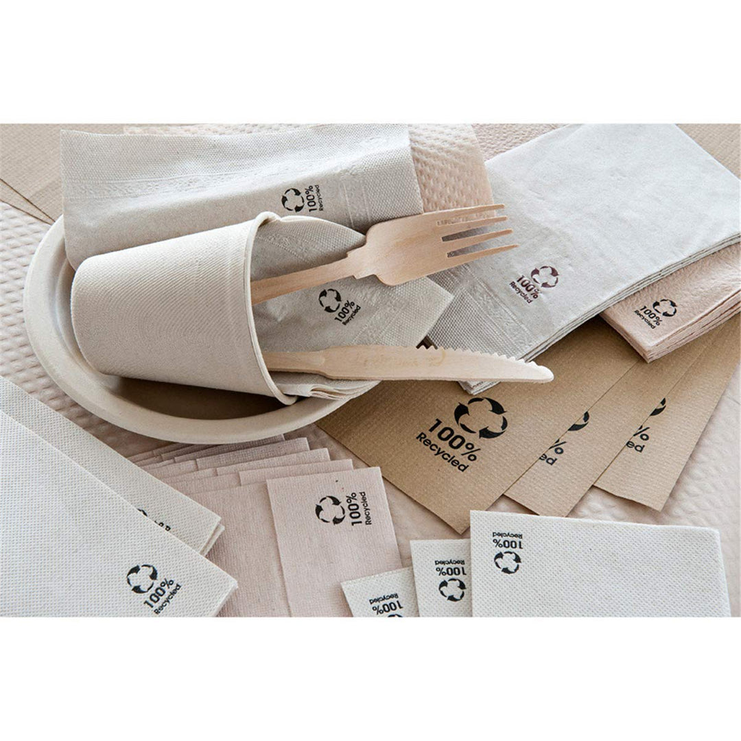 Servietten Ecolabel 2-Lagig 18 G/M2 20X20 Cm Natur Recycelt Tissue - 4800 Un.