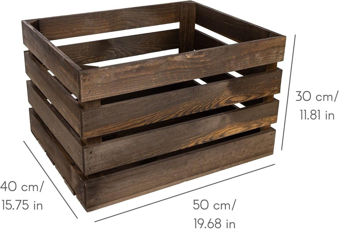 Creative Deco 3 x Grosse Holzkiste Wenge | Weinkisten Set Obstkiste Holz | 50 x 40 x 30 cm | Geschli