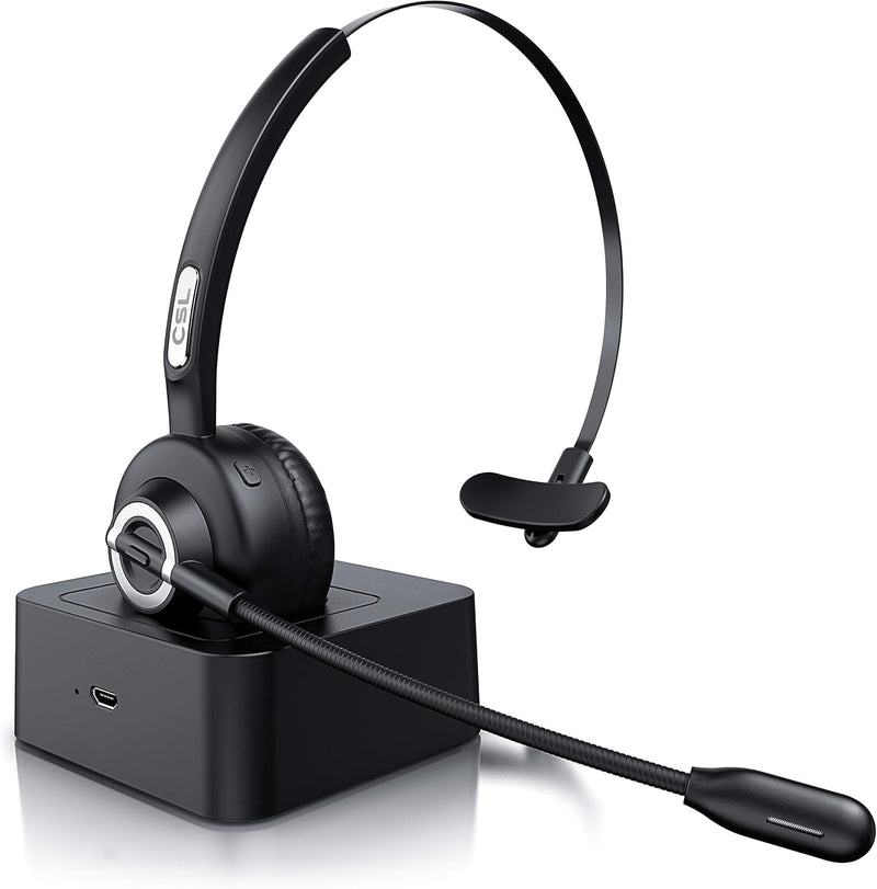 CSL - kabelloses Headset mit Ladestation - Mono Bluetooth Headset mit Mikrofon - USB Ladeport - Mult
