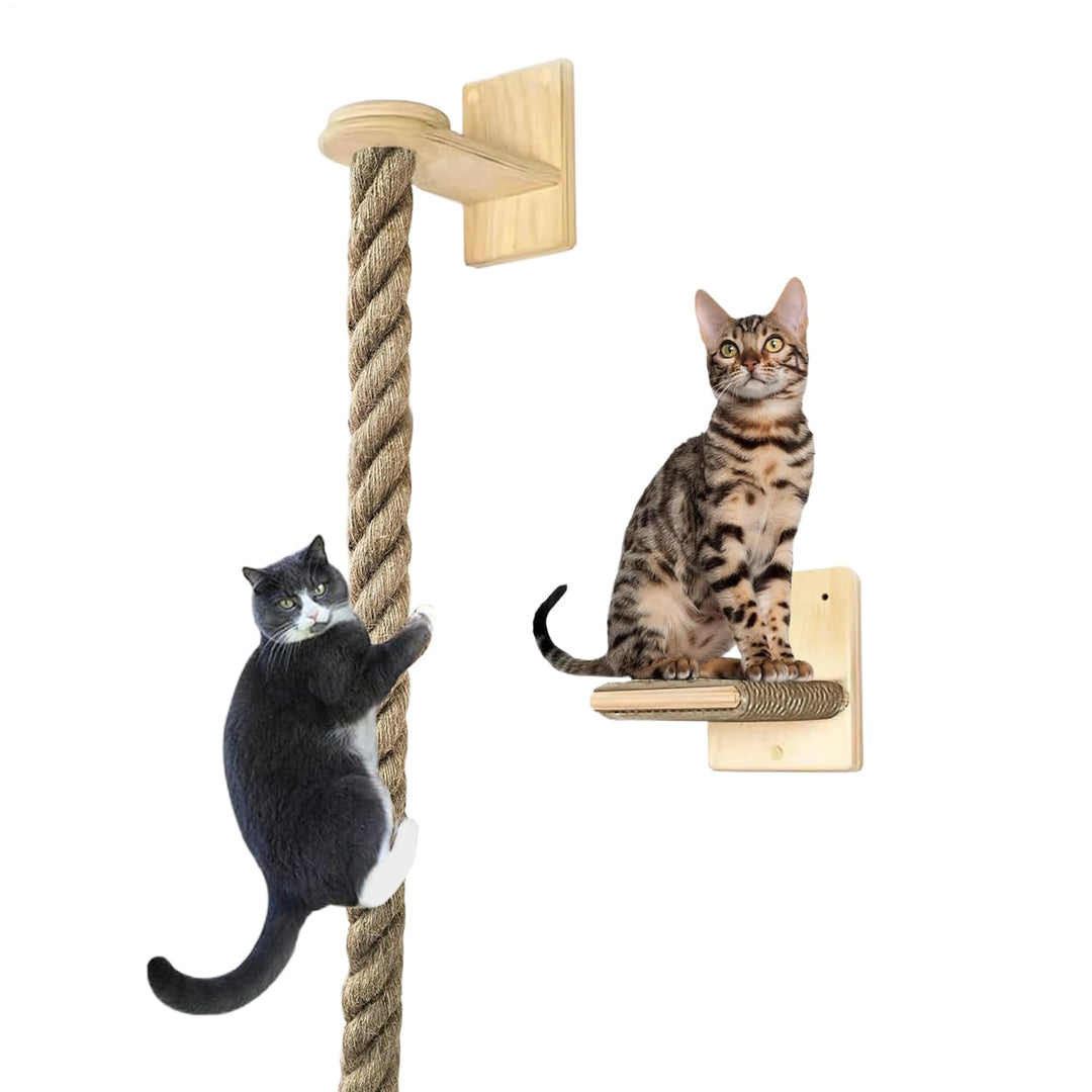 Wandmontiertes Klettertau Für Katzen,Katzensprungkissen - Wandmontierte Sprungstufen Mit Ruheregal F