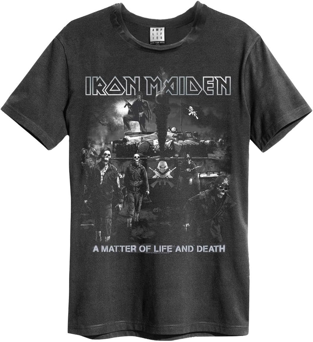Amplified Herren Iron Maiden Trooper Mens Crew Tee T-Shirt XS Matter Of Life Or Death, Grau Schwarz,