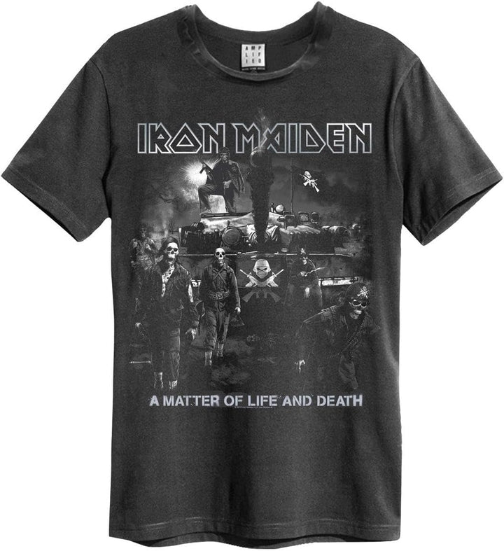Amplified Herren Iron Maiden Trooper Mens Crew Tee T-Shirt XS Matter Of Life Or Death, Grau Schwarz,