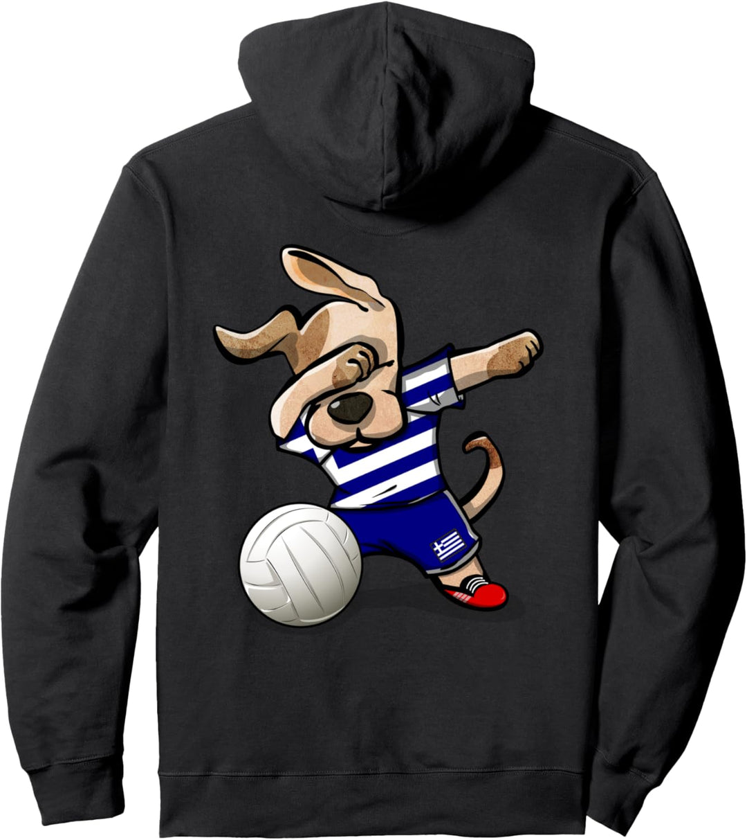 Tupfender Hund Griechenland Volleyball Griechische Flagge Pullover Hoodie