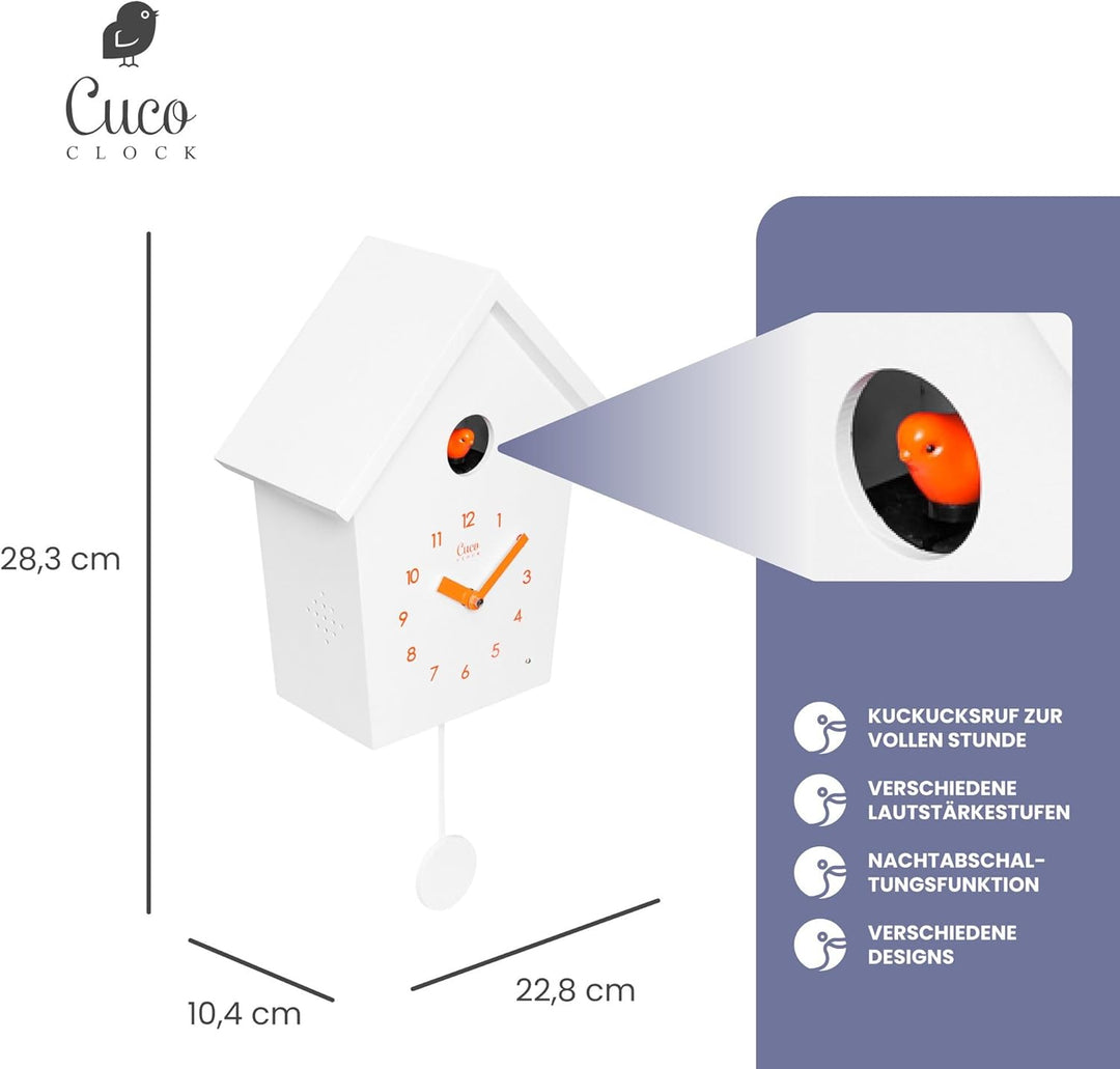 Cuco Clock Kuckucksuhr REIHENHAUS mit Pendeluhr Wanduhr, Moderne Schwarzwalduhr, 28,3 × 22,8 × 10,4c