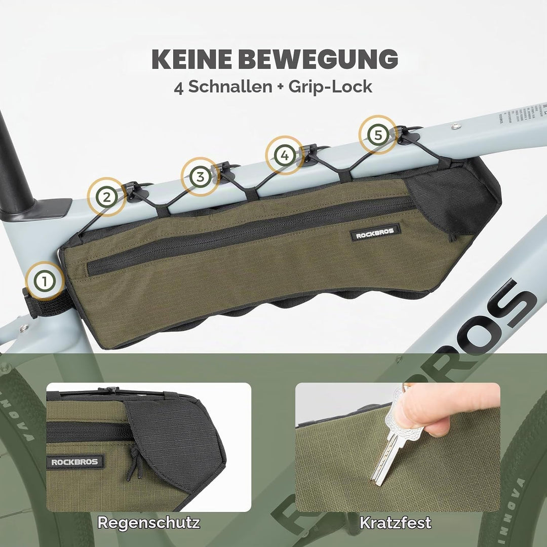 ROCKBROS Fahrrad Rahmentasche Stabil Schlank Fahrradtasche, Dreiecktasche mit Schnellmontage &amp; Seitl