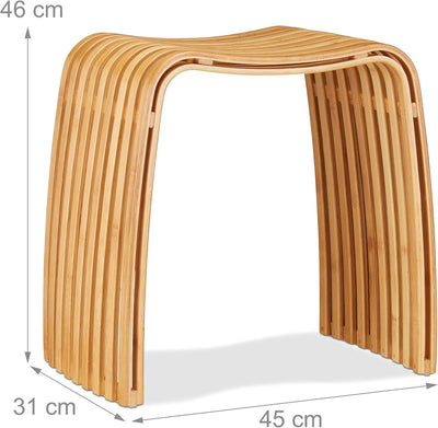 Relaxdays Garderoben Hocker aus Bambus, eleganter Holzhocker in skandinavischem Design, Sitzhocker f