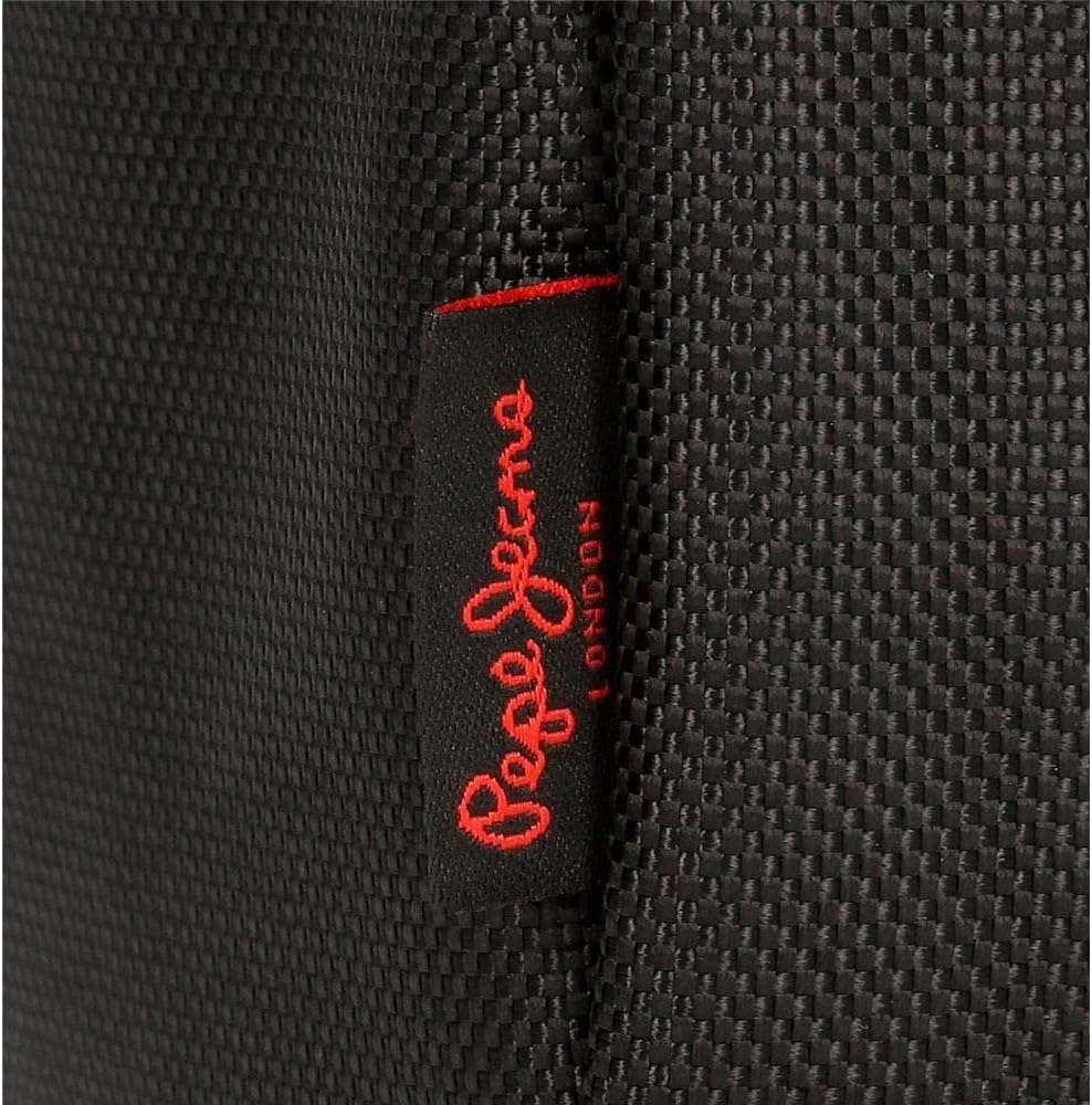 Pepe Jeans Bromley LDN Umhängetasche für Tablets, Schwarz, 23 x 27 x 7 cm, Polyester mit Details aus
