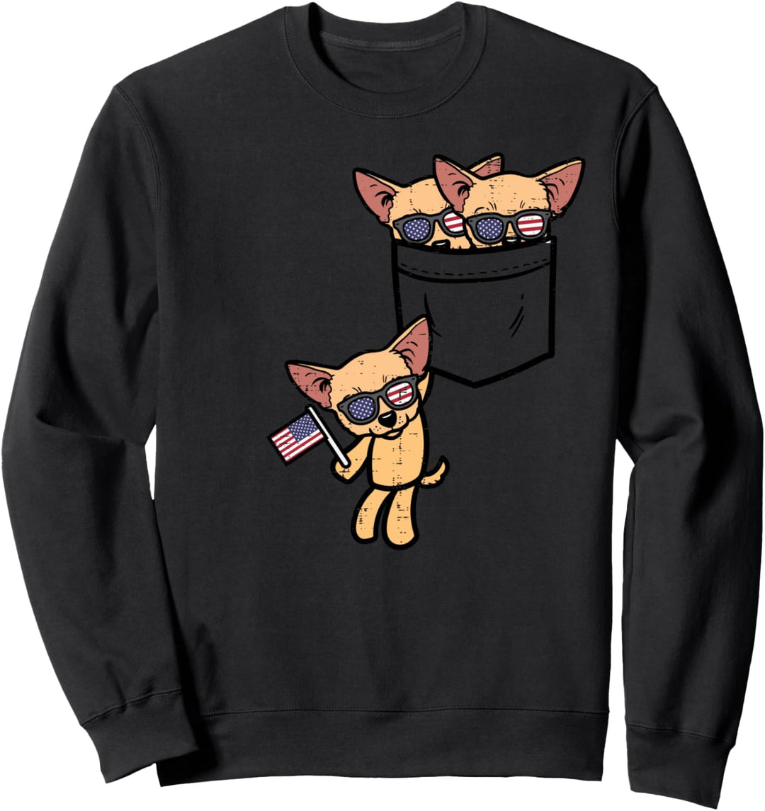 Chihuahua Chiwawa Pocket American USA 4th Of July Fourth Dog Sweatshirt
